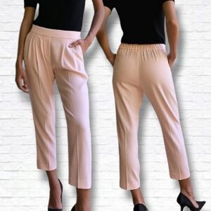 Aritzia Babaton Cohen Light Pink Pull On Ankle Length Trousers Size 10